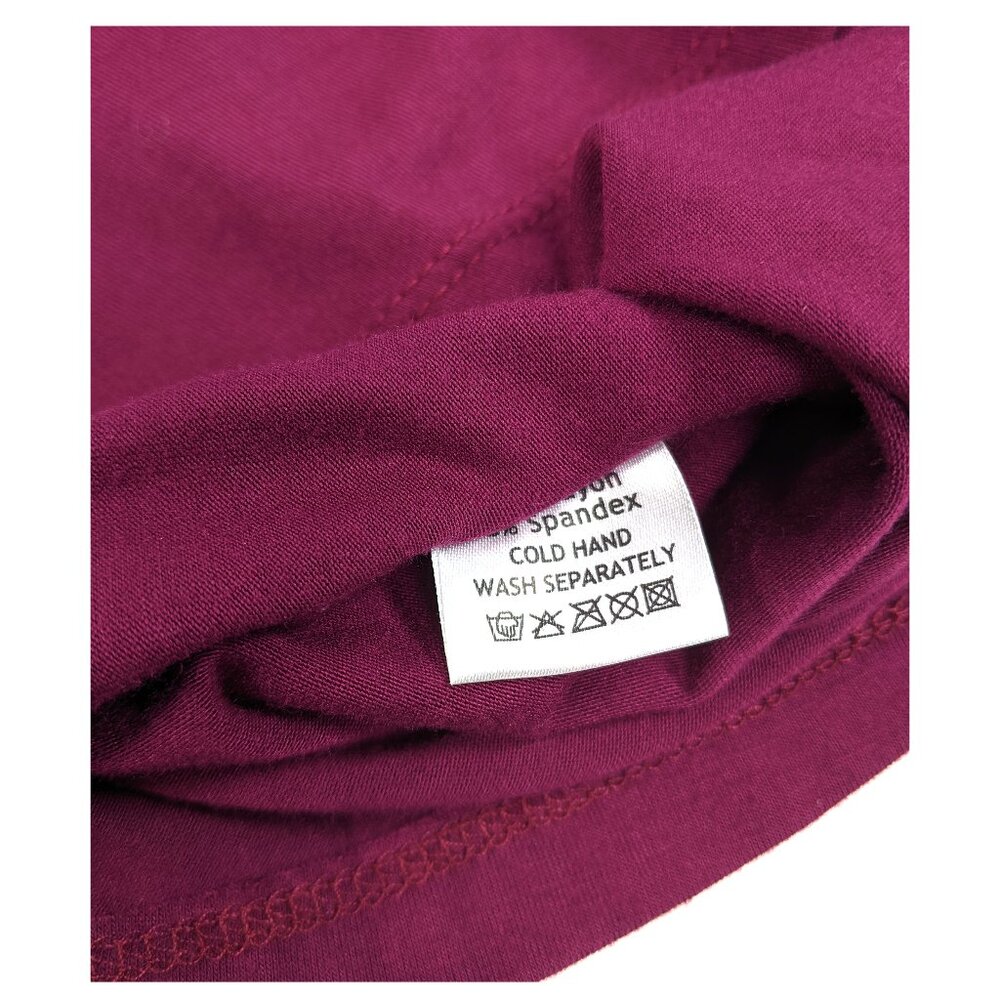 Vertigo Y2K ruched bodycon medallion Baby Doll stretch tunic top Sz M Purple - Picture 6 of 6